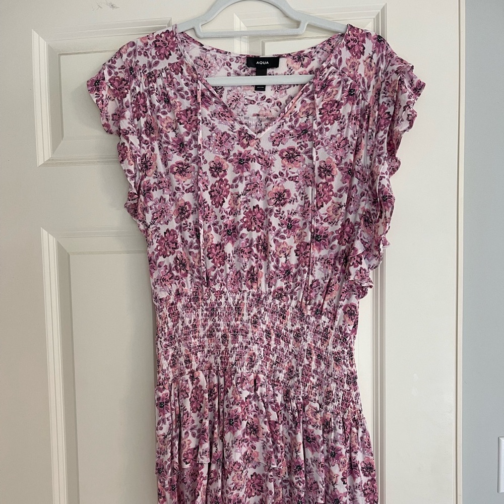 Aqua floral mini dress
